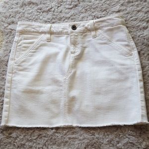 Express Cut-off White Denim Skirt